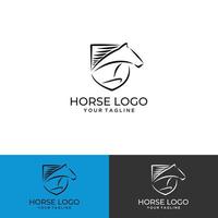 cavallo nero, cerchio, illustrazione logo, silhouette vettore