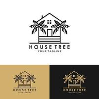 illustrazione dell'icona di vettore del logo della casa dell'albero di palma