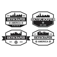 un insieme del logo del grattacielo americano, un insieme del logo dell'architettura vettore
