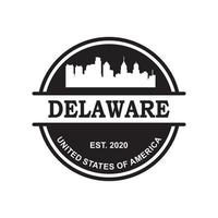 logo di vettore della siluetta dell'orizzonte del delaware