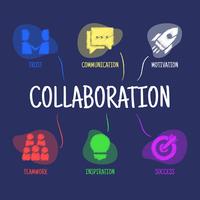 Collaborazione e lavoro di squadra con icone vettore
