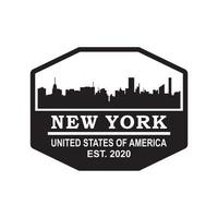 vettore della siluetta dell'orizzonte di new york, logo del grattacielo degli stati uniti