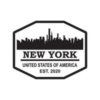 vettore della siluetta dell'orizzonte di new york, logo del grattacielo degli stati uniti