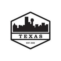vettore della siluetta dell'orizzonte del texas, logo del grattacielo degli stati uniti