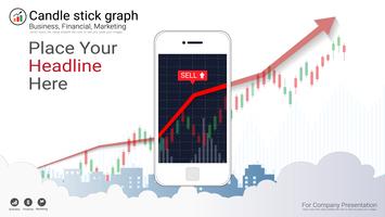 Concetto di trading azionario mobile con candlestick e grafici grafici finanziari sullo schermo. vettore