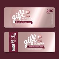 Buono regalo RAMADAN KAREEM Voucher, modello Coupon Golden, concetto di design per buono regalo vettore