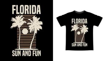 sole della florida e divertimento con il design della maglietta delle palme vettore
