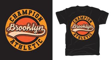 t-shirt con tipografia atletica di brooklyn vettore