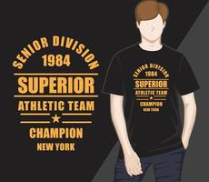 t-shirt con tipografia di squadra atletica superiore vettore