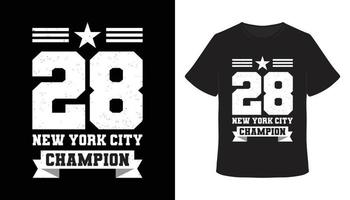 ventotto design della t-shirt tipografica del campione di New York City vettore