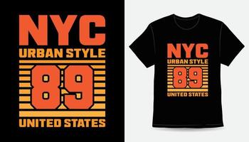 design della t-shirt tipografia moderna ottantanove in stile urbano di new york city vettore