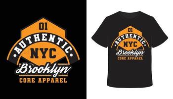 design autentico della t-shirt tipografica di brooklyn vettore