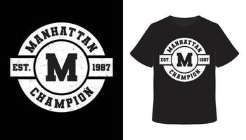 design della t-shirt tipografica del campione di manhattan vettore