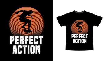 tipografia d'azione perfetta con design t-shirt silhouette skateboarder vettore