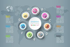 Infografica di affari con 7 passaggi. vettore