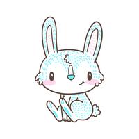 carino piccolo coniglio e coniglio cartoon doodle vettoriale