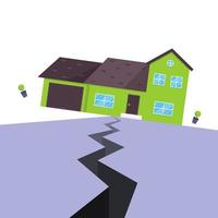 illustrazione vettoriale di stile piatto del concetto di assicurazione della casa del terremoto.