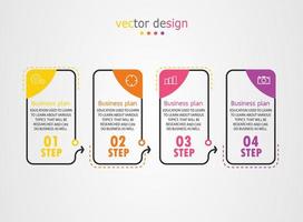 idea di business di presentazione modello infografica timeline con icone, opzioni o passaggi. le infografiche per idee di business possono essere utilizzate per dati grafici, diagrammi di flusso, siti Web, banner. vettore