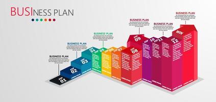 idea di business di presentazione modello infografica timeline con icone, opzioni o passaggi. le infografiche per idee di business possono essere utilizzate per dati grafici, diagrammi di flusso, siti Web, banner. vettore