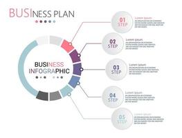 idea di business di presentazione modello infografica timeline con icone, opzioni o passaggi. le infografiche per idee di business possono essere utilizzate per dati grafici, diagrammi di flusso, siti Web, banner. vettore