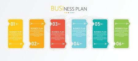 idea di business di presentazione modello infografica timeline con icone, opzioni o passaggi. le infografiche per idee di business possono essere utilizzate per dati grafici, diagrammi di flusso, siti Web, banner. vettore