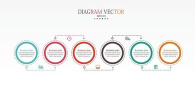 idea di business di presentazione modello infografica timeline con icone, opzioni o passaggi. le infografiche per idee di business possono essere utilizzate per dati grafici, diagrammi di flusso, siti Web, banner. vettore