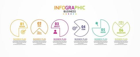 idea di business di presentazione modello infografica timeline con icone, opzioni o passaggi. le infografiche per idee di business possono essere utilizzate per dati grafici, diagrammi di flusso, siti Web, banner. vettore