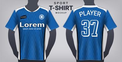 Modello di mockup di maglia da calcio e sport t-shirt, vista frontale e posteriore di grafica realistica per uniformi di kit da calcio. vettore