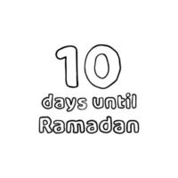 conto alla rovescia per il ramadan - 10 giorni per il ramadan - 10 hari menuju ramadhan illustrazione dello schizzo a matita vettore