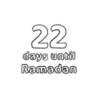 conto alla rovescia per il ramadan - 22 giorni per il ramadan - 22 hari menuju ramadhan illustrazione dello schizzo a matita vettore
