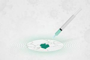 concetto di vaccinazione della tanzania, iniezione di vaccino nella mappa della tanzania. vaccino e vaccinazione contro il coronavirus, covid-19. vettore