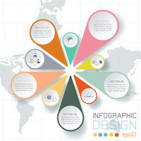 Etichette di affari infographic sul fondo della mappa di mondo. vettore