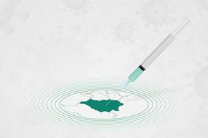 concetto di vaccinazione della bielorussia, iniezione di vaccino nella mappa della bielorussia. vaccino e vaccinazione contro il coronavirus, covid-19. vettore