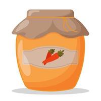 barattolo di vetro di marmellata di carote con coperchio chiuso. illustrazione vettoriale carino