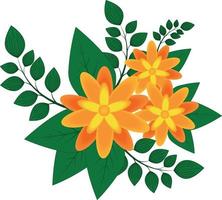 carino fiore con foglie isolato icona illustrazione vettoriale design