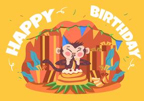 Buon compleanno scimmia animale vettore