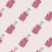 senza cuciture di farmacia con forme di bottiglia medica doodle. grafica della tavolozza di colore rosa. vettore