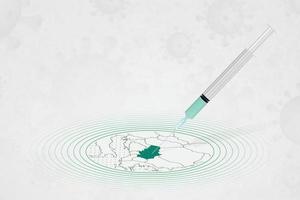 concetto di vaccinazione in serbia, iniezione di vaccino nella mappa della serbia. vaccino e vaccinazione contro il coronavirus, covid-19. vettore