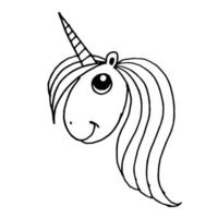 illustrazione in stile doodle disegnato a mano di unicorno isolato su sfondo bianco vettore