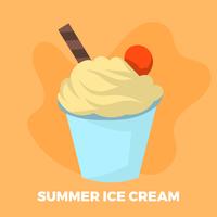 Illustrazione sveglia di vettore del gelato di estate piana