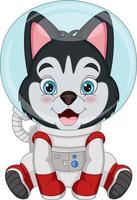 simpatico cartone animato cane che indossa il costume da astronauta vettore