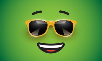 Alto emoticon colorato detiled con gli occhiali da sole, illustrazione di vettore