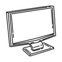 icona dello schermo del monitor piatto. doodle disegnato a mano o stile icona di contorno. vettore