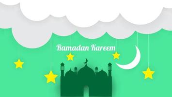 stile di taglio della carta del design del modello di sfondo del ramadan kareem vettore