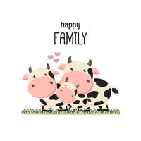 Cute cow Family Father Madre e bambino. vettore