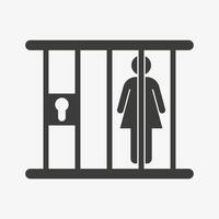 icona della donna in prigione. illustrazione vettoriale di prigione femminile isolata su sfondo bianco. donna arrestata.