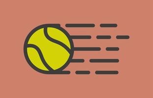 un'illustrazione vettoriale di contorno di una pallina da tennis in movimento su sfondo beige. pallina da tennis su sfondo marrone chiaro.