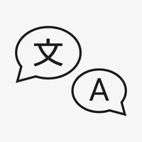 icona del traduttore, logo. tradurre il simbolo isolato su sfondo bianco. vettore icona traduzione lingua. segno di vettore di contorno