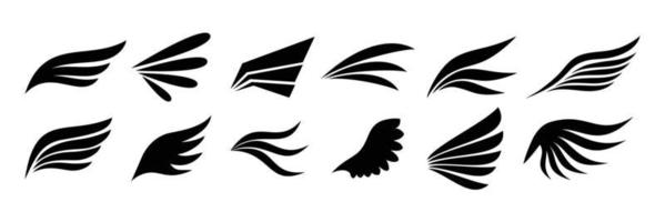 illustrazione vettoriale dell'icona dell'ala su un lato per tatuaggio e adesivo.