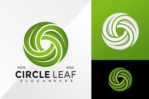 cerchio verde foglia logo design illustrazione vettoriale modello